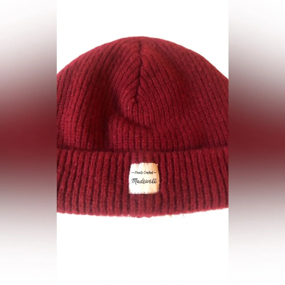 ❌sold❌Madewell $40 MSRP Wool Cozy-Knit Beanie Burgundy / Red #07792 SUPER WARM - Picture 8 of 8